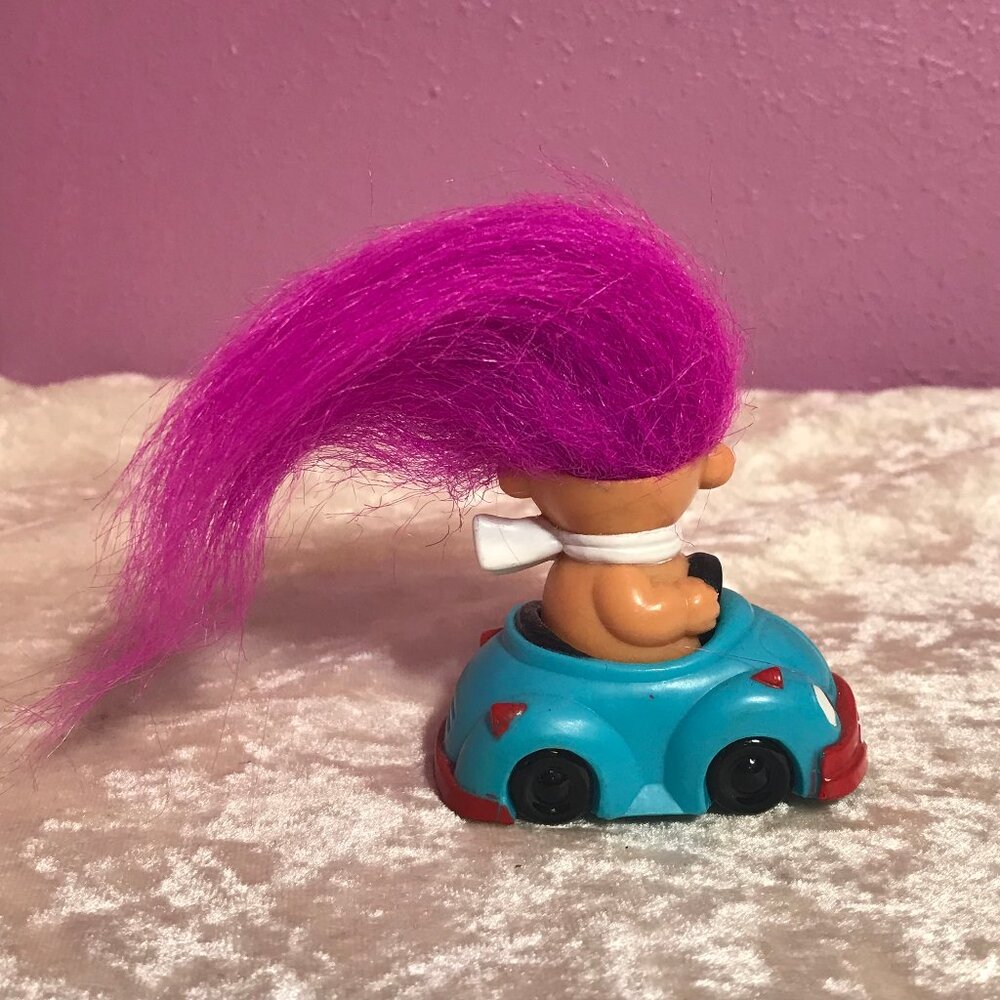 Russ Berrie & Co. Vintage Troll Doll in Blue Wind-Up Car Toy EUC Retro Sunglass - Picture 3 of 5